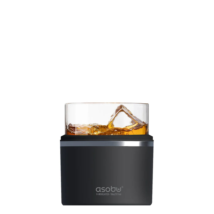 Asobu Insulated "On the Rocks" Whiskey Glass, Black
