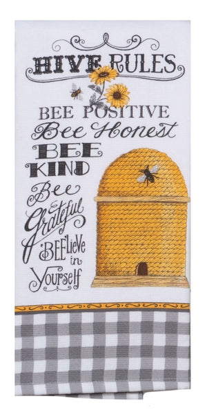 Kay Dee Dual Purpose Terry Tea Towel, Just Bees Hive Rules