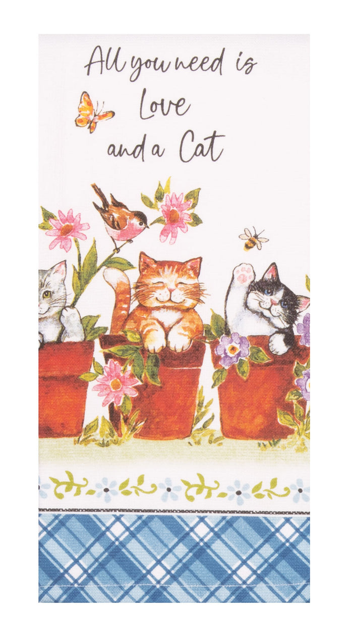Kay Dee Dual Purpose Terry Tea Towel, Curious Kittens Love Cat