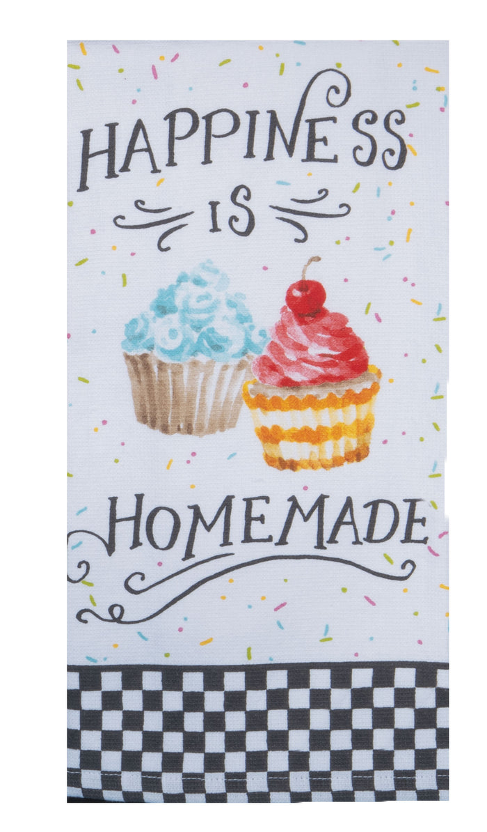 Kay Dee Dual Purpose Terry Tea Towel, Sweet Little Pleasures 'Happiness is Homemade'
