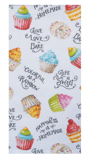 Kay Dee Dual Purpose Terry Tea Towel, Sweet Little Pleasures Cupcake Toss
