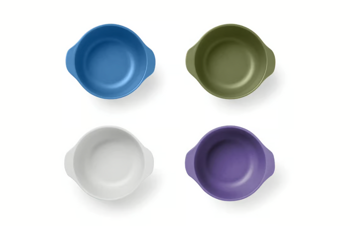 Red Rover Kids Bamboo Bowls Set of 4, Colours (Blue, Green, Purple, White)
