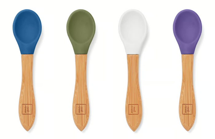Red Rover Kids Silicone Spoons Set of 4, Colours (Blue, Green, Purple, White)
