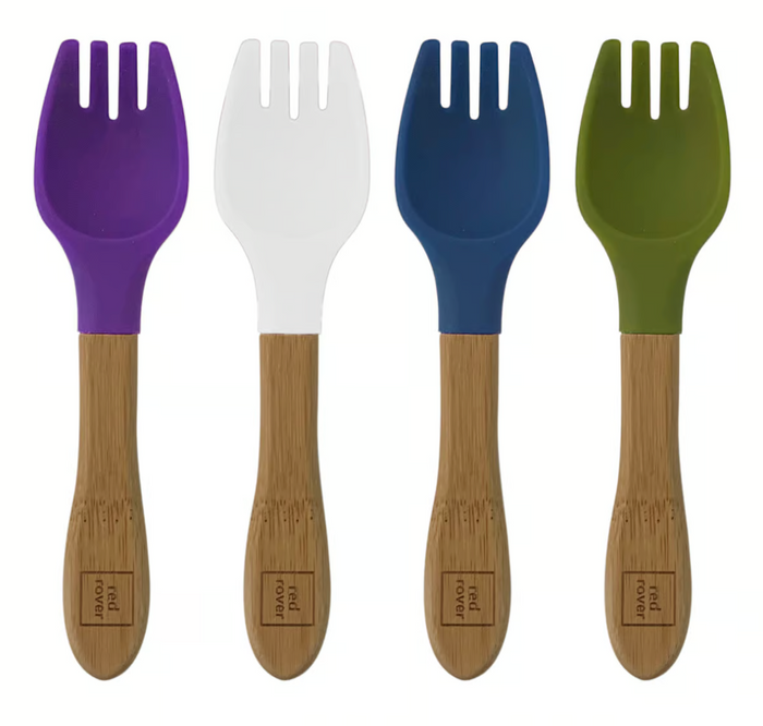 Red Rover Kids Silicone Forks Set of 4, Colours (Blue, Green, Purple, White)