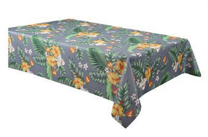 Texstyles Deco Tablecloth 70 Inch Round, Tropical Grey