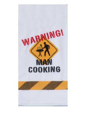Kay Dee Dual Purpose Terry Tea Towel, BBQ Warning Man Cooking