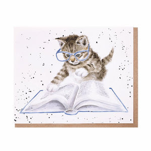 Wrendale Designs Greeting Card, Blank 'The Bookworm' Cat