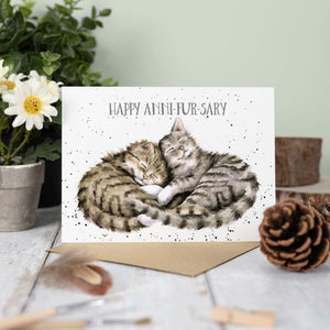 Wrendale Designs Greeting Card, Anniversary 'Happy Anni-Fur-Sary' Cat