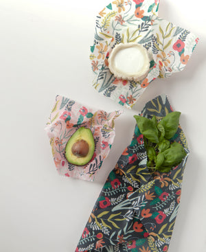 Danica Ecologie Beeswax Wrap Pack, Set of 3, Floral