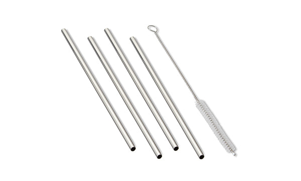 Outset Reusable Stainless Steel Straight Drinking Straws Set of 4