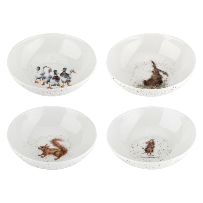 Royal Worcester & Wrendale Designs Cereal Bowls Set of 4, (Mouse/Squirrel/Duck/Hare)