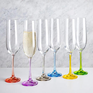 Bohemia Rainbow Champagne Glasses Set of 6