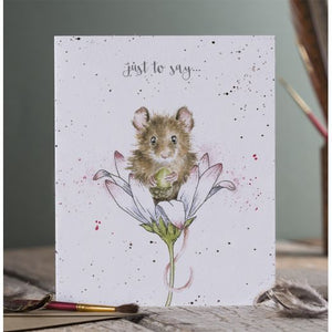 Wrendale Designs Greeting Card, 'Just to Say' Mouse