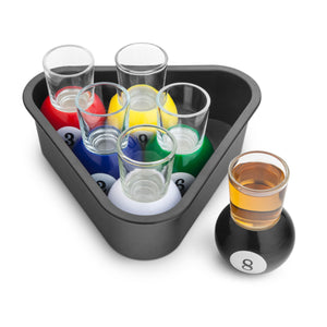 Final Touch Billard/Pool Shot Glasses with Rack Tray