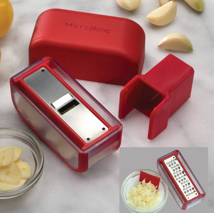 Microplane Garlic Slicer Mincer Set, Red