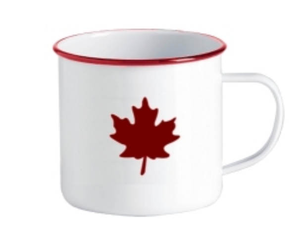 DecorSense Enamel Mug, Red Maple Leaf