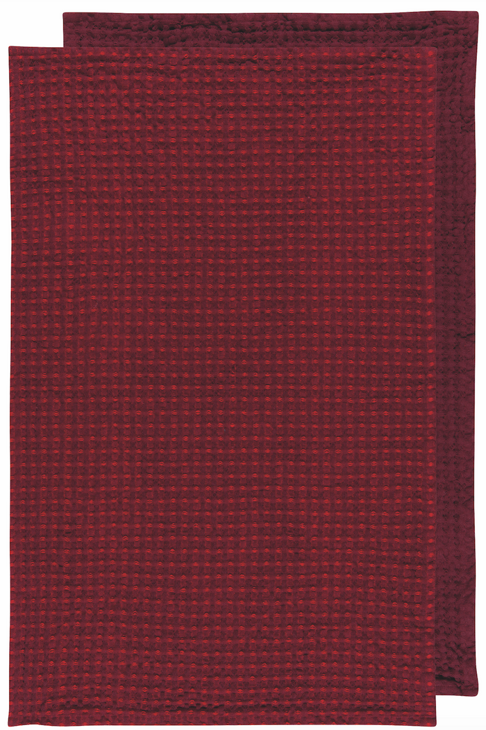 Danica Now Designs Second Spin Waffle Tea Towel Set of 2, Burgundy