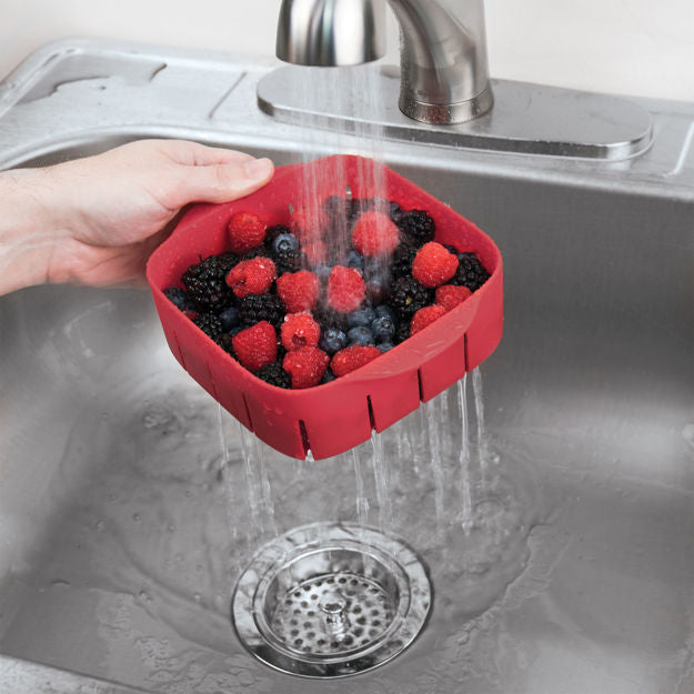 Tovolo Rinse & Store Berry Colander, Red