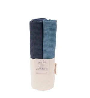 Harman Calvin Solid Tea Towel Set of 3, Navy