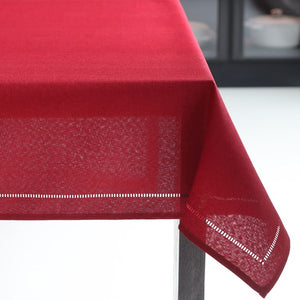 Harman Hemstitch Round Tablecloth 70 Inch, Red