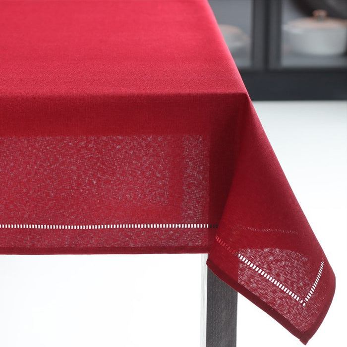 Harman Hemstitch Round Tablecloth 70 Inch, Red
