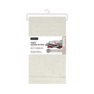 Harman Hemstitch Cloth Napkin Set of 4, Linen