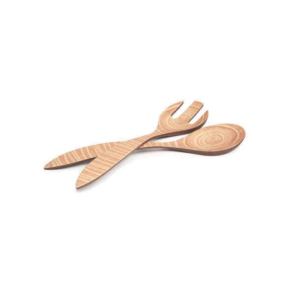 Brilliant Bamboo Bark Salad Servers Set
