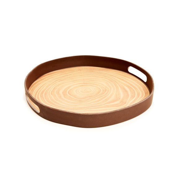 Brilliant Bamboo Bark Round Serving Tray 38 cm