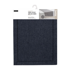 Harman Hemstitch Table Runner 72 Inch, Navy Blue