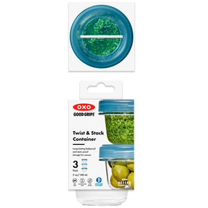 OXO TWIST & STACK Round Food Containers Set of 3, 150 ml