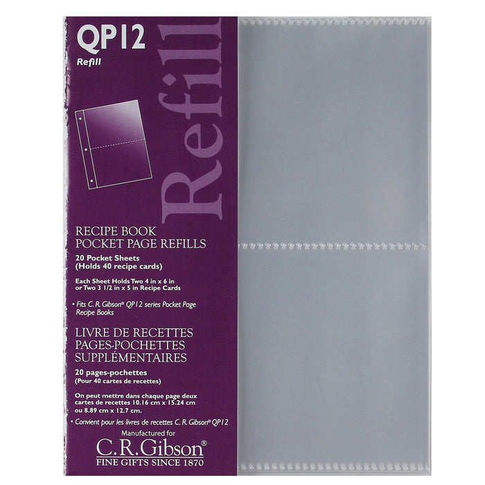 C.R.Gibson Recipe Binder Refill Pages (QP12)