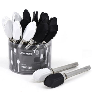 Danesco Mini Tongs, Black/White