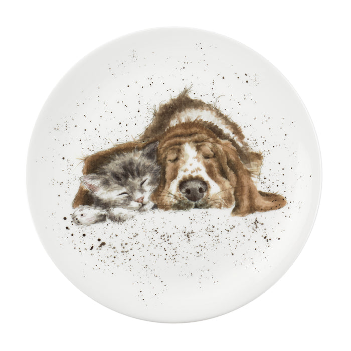 Wrendale Designs Round Plate 8 Inch, Dog & Cat Nap