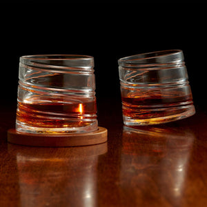 Brilliant Pirouette Spirale Whiskey Glass with Bamboo Coaster 300ml, Set of 2