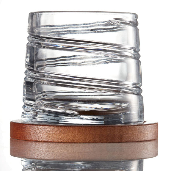 Brilliant Pirouette Spirale Whiskey Glass with Bamboo Coaster 300ml, Set of 2
