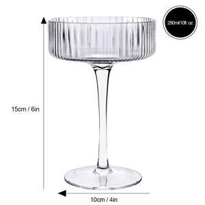 Brilliant Cocktail Coupe 290ml Set of 4, Ribbed Blue