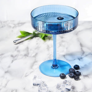 Brilliant Cocktail Coupe 290ml Set of 4, Ribbed Blue