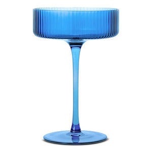 Brilliant Cocktail Coupe 290ml Set of 4, Ribbed Blue