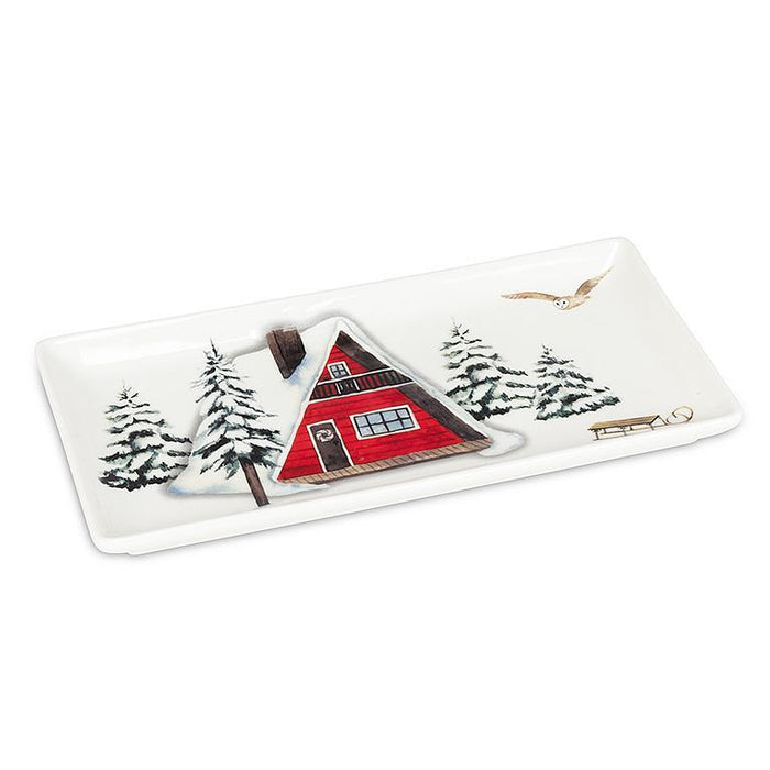 Abbott Rectangular Platter, Winter Cabins