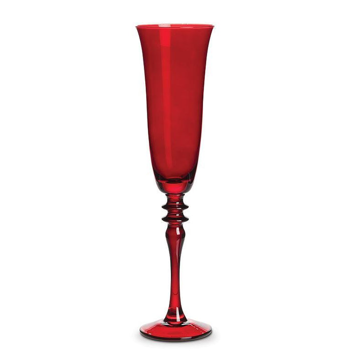 Abbott Flared Champagne Flute with Ornate Stem 8 oz, Red