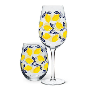 Abbott Stemless Wine Glass, Sorrento Lemon
