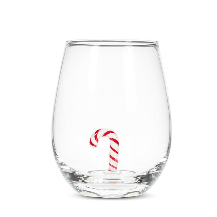 Abbott Stemless Wine Glass, Candy Cane Icon