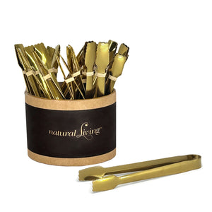 Natural Living Mini Serving Tongs, Gold