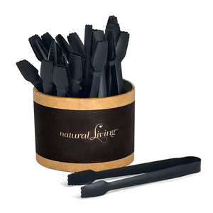 Natural Living Mini Serving Tongs, Black