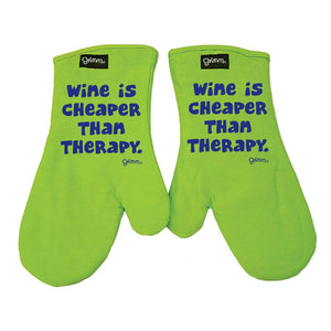 Grimm Oven Mitt Set of 2, Wine is Cheaper Than Therapy