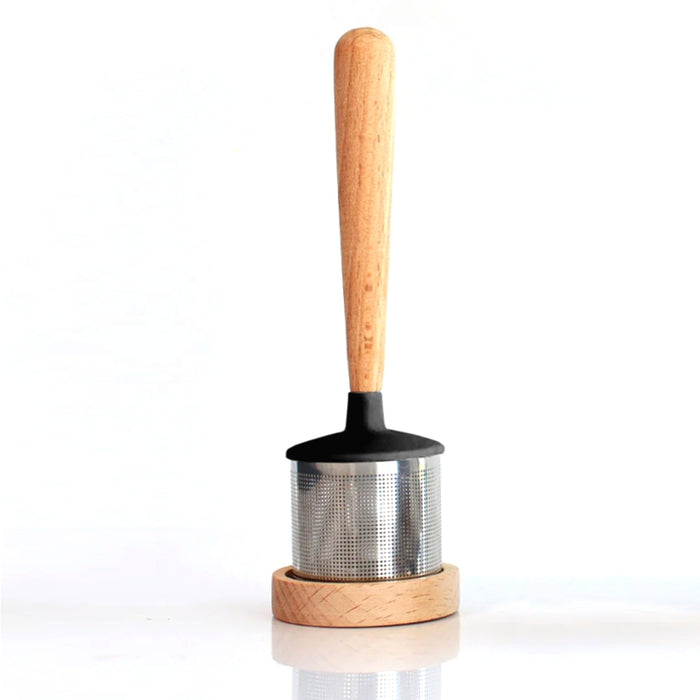 CH'A Tea Wood Handle Tea Infuser with Stand