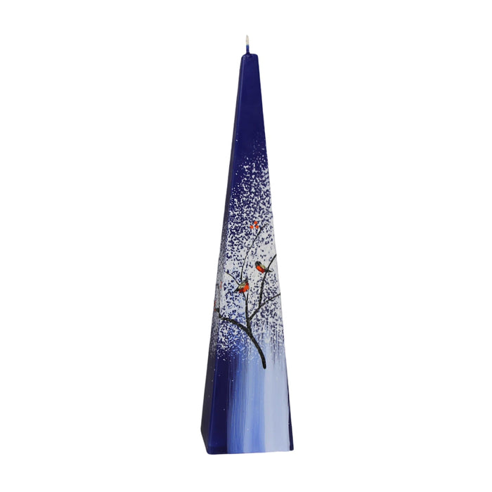 Jakelio Pyramid Candle, Blue with Cardinals
