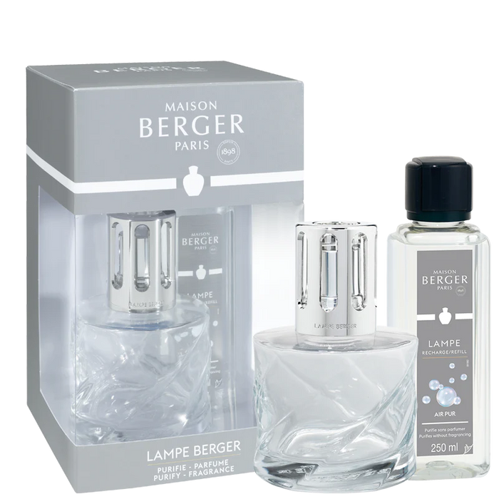 Maison Berger Lamp Gift Set, Spirale Clear + 250 ml (8.5 oz) Air Pur So Neutral