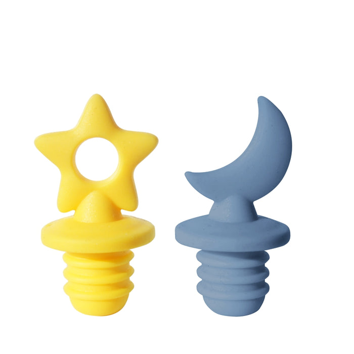 OGGI Silicone Bottle Stoppers Set of 2, Moon & Star