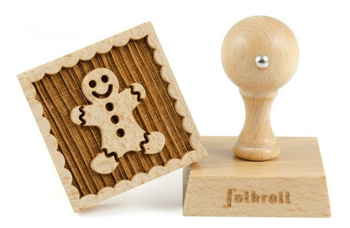 Folkroll Square Cookie Stamp, Gingerbread Man